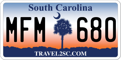 SC license plate MFM680