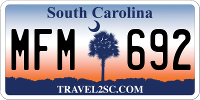 SC license plate MFM692