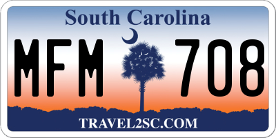 SC license plate MFM708