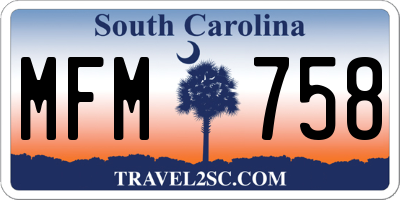 SC license plate MFM758