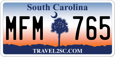 SC license plate MFM765
