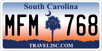 SC license plate MFM768