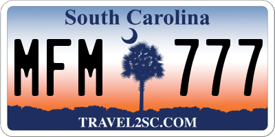 SC license plate MFM777