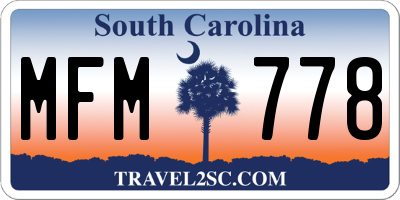 SC license plate MFM778