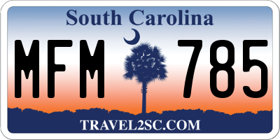 SC license plate MFM785
