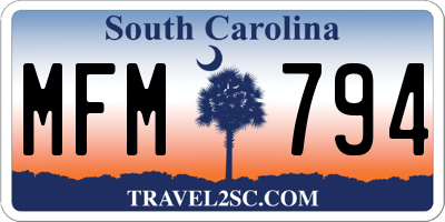 SC license plate MFM794