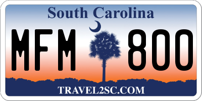 SC license plate MFM800