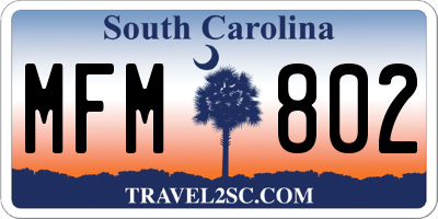 SC license plate MFM802