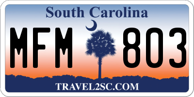 SC license plate MFM803