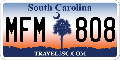 SC license plate MFM808