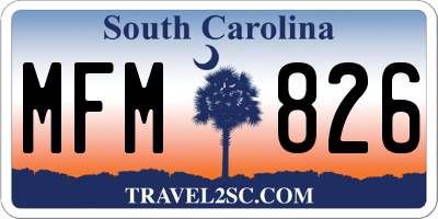 SC license plate MFM826