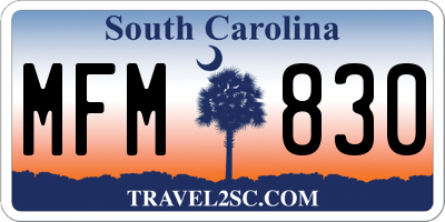 SC license plate MFM830