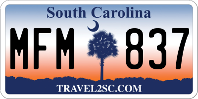 SC license plate MFM837