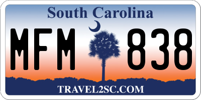 SC license plate MFM838