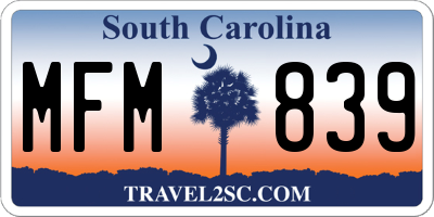 SC license plate MFM839