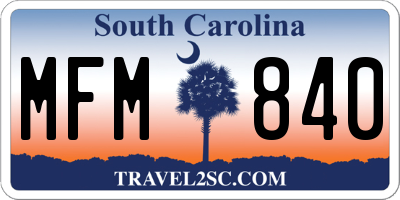 SC license plate MFM840