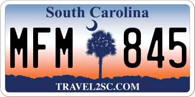 SC license plate MFM845