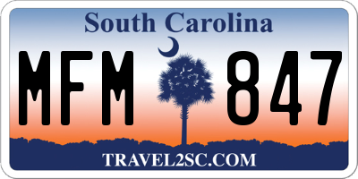 SC license plate MFM847