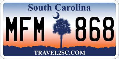 SC license plate MFM868