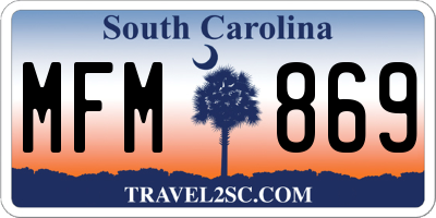 SC license plate MFM869