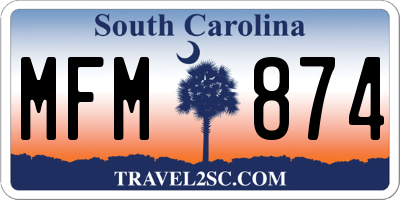 SC license plate MFM874