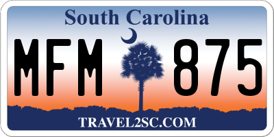 SC license plate MFM875