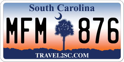 SC license plate MFM876