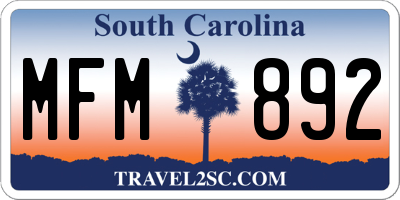 SC license plate MFM892
