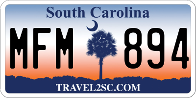 SC license plate MFM894