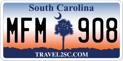 SC license plate MFM908
