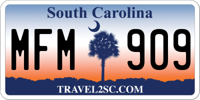 SC license plate MFM909
