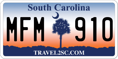 SC license plate MFM910