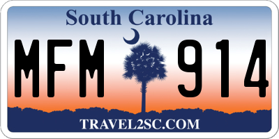 SC license plate MFM914