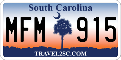 SC license plate MFM915