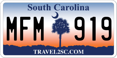 SC license plate MFM919