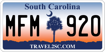 SC license plate MFM920
