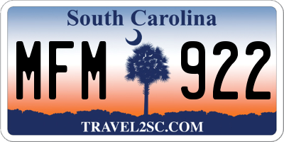 SC license plate MFM922