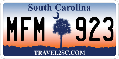 SC license plate MFM923