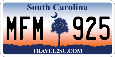SC license plate MFM925