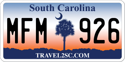 SC license plate MFM926