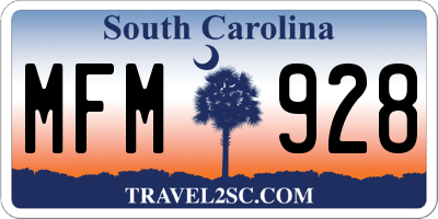 SC license plate MFM928