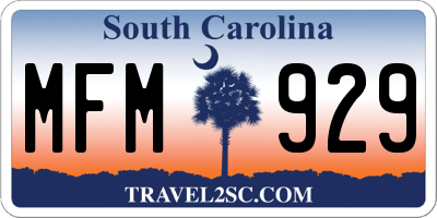 SC license plate MFM929