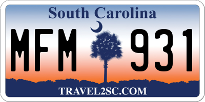 SC license plate MFM931