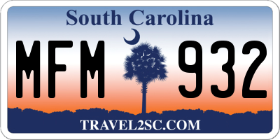 SC license plate MFM932