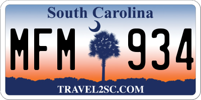 SC license plate MFM934