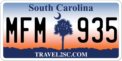 SC license plate MFM935