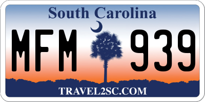 SC license plate MFM939