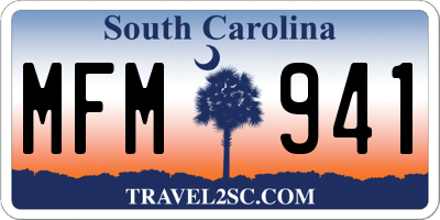 SC license plate MFM941