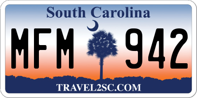 SC license plate MFM942