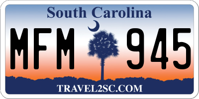 SC license plate MFM945